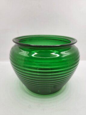 Vintage National Potteries Emerald Green Ribbed Beehive Vase